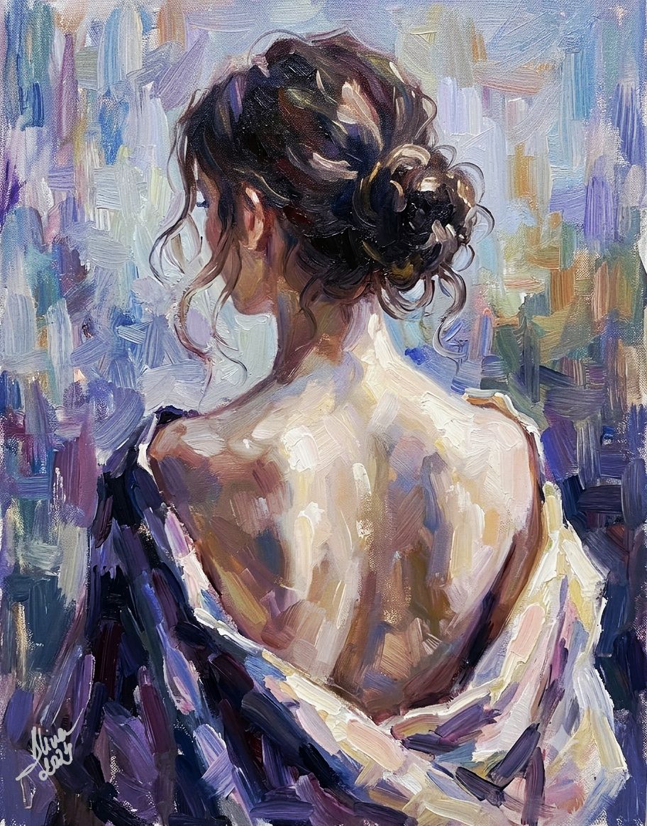 ArteDiAlina.com painting: Bare Shoulders <nobr>(“Le spalle scoperte”)</nobr>